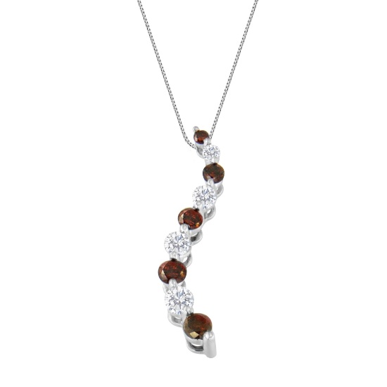 14k Gold 1.09ct Red & White Diamond Necklace