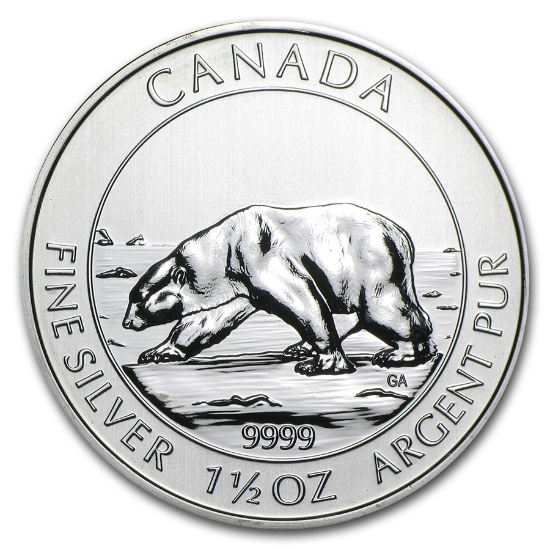 2013 Canada 1.5 Oz Silver $8 Polar Bear Bu
