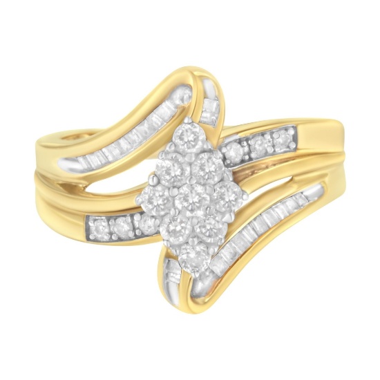 10k Gold .56ct Diamond Rhombus Cluster Ring