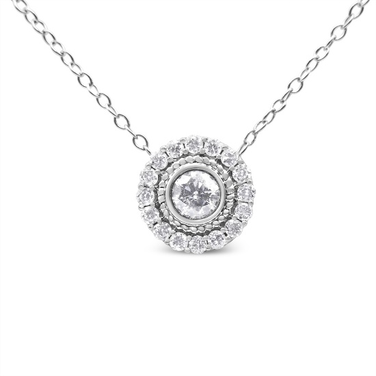 Elegant Round .50ct Diamond Halo Floral Necklace
