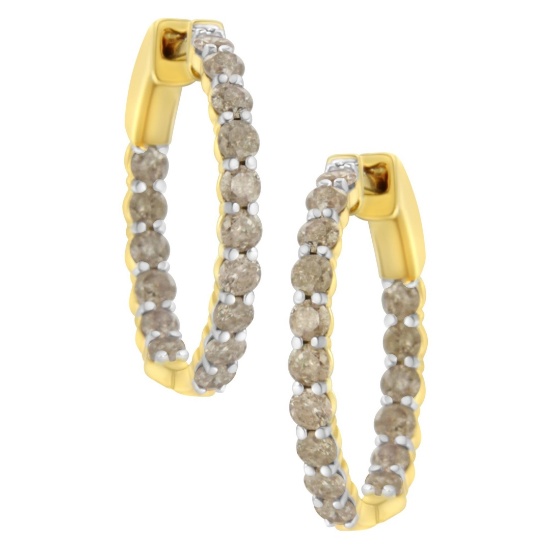 10k Gold-pl 2.00ct Diamond Hoop Earrings