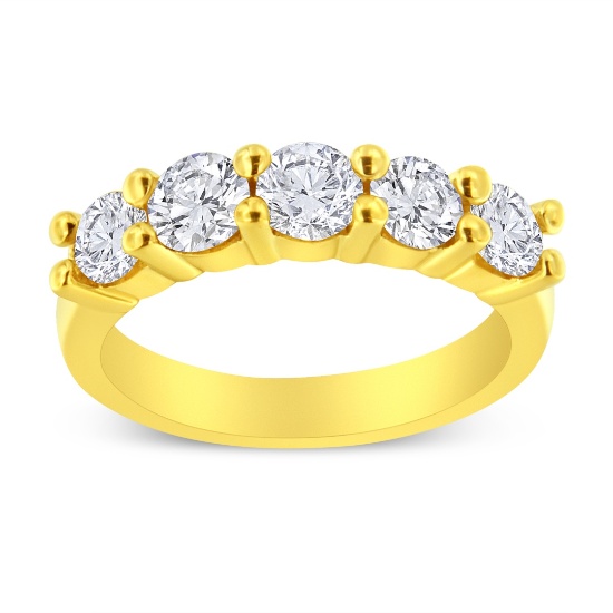 14k Gold-pl. Round 1.50ct Diamond 5-stone Ring