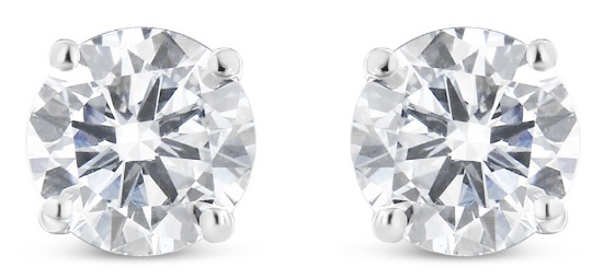 14k White Gold Round 3.00ct Diamond Stud Earrings