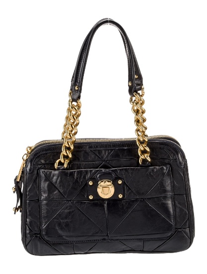 Marc Jacobs Quilted Pattern Blue Leather Shldr Bag