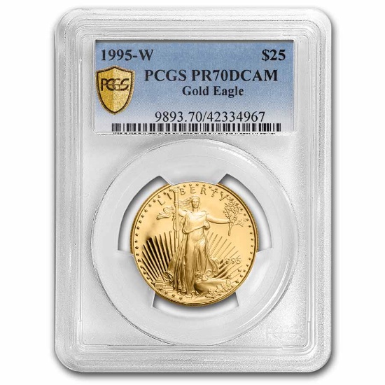 1995-w 1/2oz Proof American Gold Eagle Pr70 Dcam