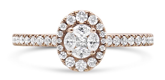 18k Rgold .55ct Diamond Composite Oval Halo Ring