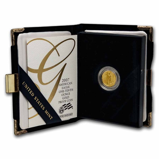 2007-w 1/10oz Pf American Gold Eagle W/ Box & Coa