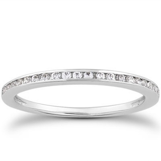 14k White Gold Round .21ct Diamond Wedding Band