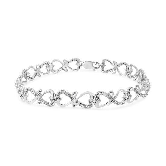 Elegant .33ct Diamond Double Heart Link Bracelet