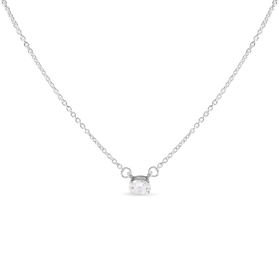 14k Gold Oval .25ct Diamond Solitaire Necklace