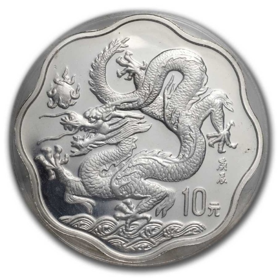 2000 China 2/3oz Silver Flower Year Of The Dragon