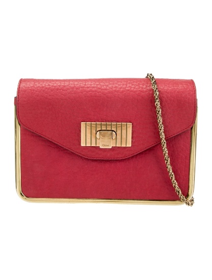 Chloe Red Leather Gold-tone Hdw Flap Cls Shldr Bag