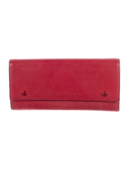 Celine 2017 Red Leather Gold-tone Hdw Snap Wallet