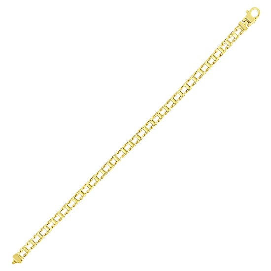 14k Gold Rail Motif Links Men's Bracelet