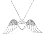 Elegant .07ct Diamond Accent Angel Wing Necklace