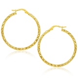 10k Gold Large Textured Hoop Earrings