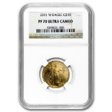 2001-w 1/4 Oz Proof American Gold Eagle Pf-70 Ngc