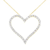 10k Gold-pl 3.00ct Diamond Open Heart Necklace