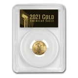2021 1/10oz Gold Eagle Type 1 Ms70 First Day Black