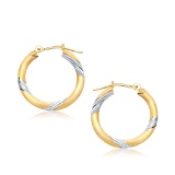 14k Two-tone Gold Polished Hoop Earrings