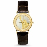 Gilded President Dollar Leather Band Men's Watch