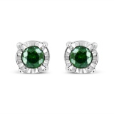 Round .25ct Green Diamond Solitaire Earrings