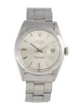 Rolex Date Ss Silver Dial Automatic Unisex 34mm