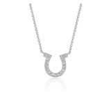 14k Wgold .15ct Diamond Horseshoe Design Necklace