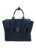 3.1 Phillip Lim Blue Lthr Gunmetal Hdw Top Hdl Bag