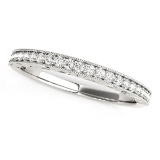 14k White Gold Round .16ct Diamond Milgrain Band