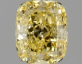 Fancy Yellow Cushion Cut 1.37ct Vs1 Lab Diamond