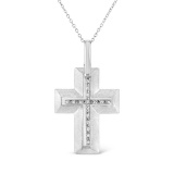 Exquisite .07ct Diamond Accent Bold Cross Necklace