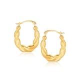 10k Gold Oval Twist Hoop Earrings