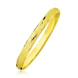 10k Gold Slim Diamond Pattern Textured Bangle