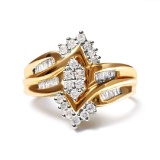 10k Two-tone Gold .50ct Diamond Pear Cluster Ring