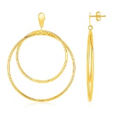 14k Gold Open Circle Dangles Post Earrings