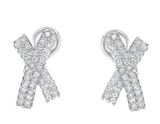 14k Wgold 2.00ct Diamond X-shaped Stud Earrings