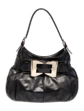 Gucci Blk Leather Gold-tone Hdw Snap Cls Shldr Bag