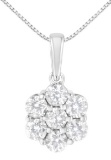 14k Wgold Round 2.00ct Diamond Cluster Necklace