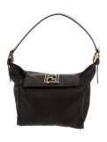 Fendi Black Nylon Flap Closed Top Handle Bag