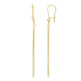 14k Gold Long Bar Diamond-cut Drop Earrings