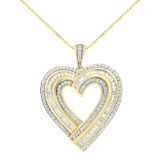14k Gold-pl. 1.40ct Diamond Open Heart Necklace