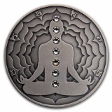 2021 Cameroon 2 Oz Antiqued Silver Chakra Manipura