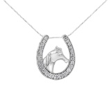 Round .25ct Diamond U-shape Horse Necklace