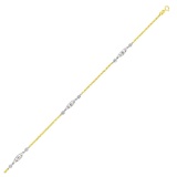 14k Two-tone Gold Oval Stations Rope Chain Anklet