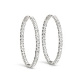 14k White Gold Round 1.95ct Diamond Hoop Earrings