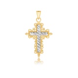 14k Two-tone Gold Diamond-cut Cross Pendant