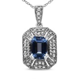 Exquisite 1.63ct Blue Topaz & Diamond Necklace