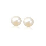 14k Gold Cultured White Pearl Stud Earrings 7.0mm