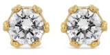 14k Gold Round 2.00ct Diamond Crown Stud Earrings